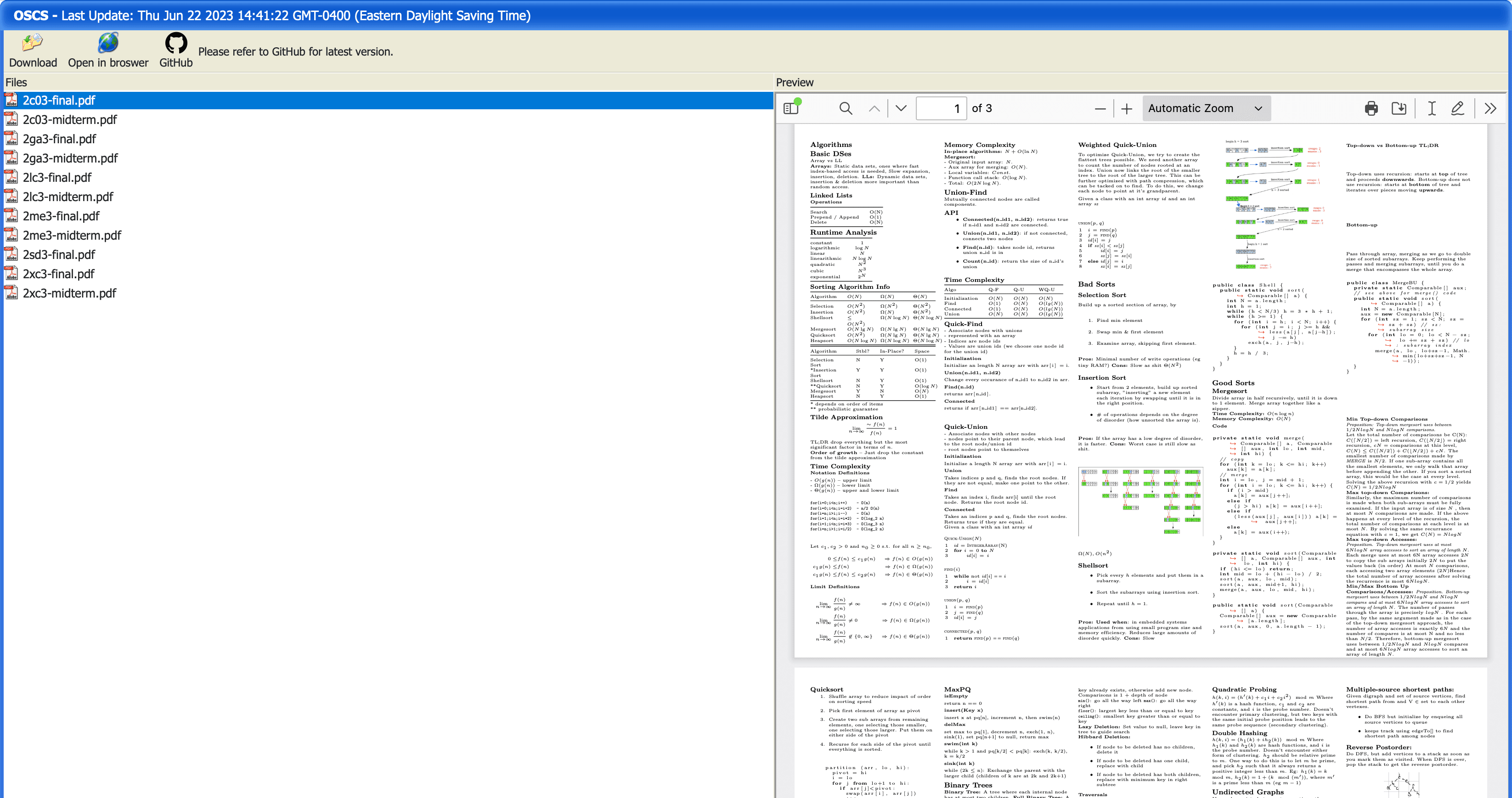 A screenshot of the Open Source Cheat Sheets preview page.